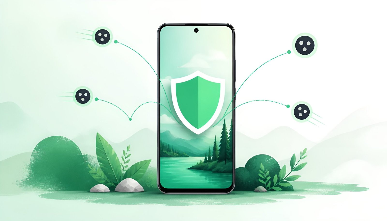 smartphone shield blocking tracker icons - Android tracker blocker apps