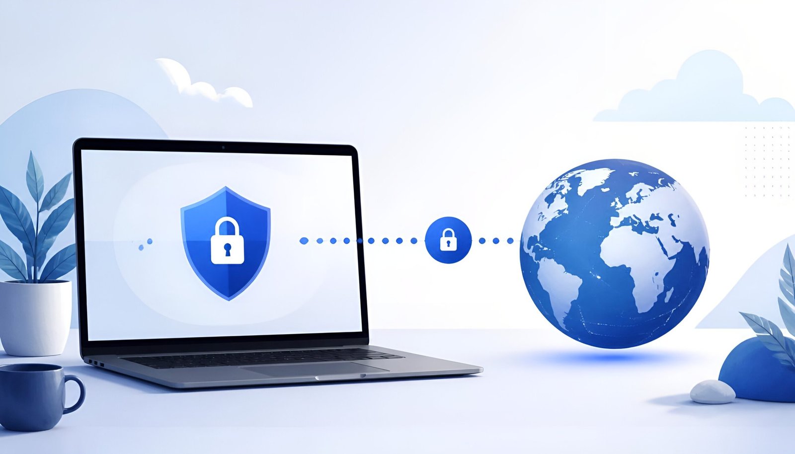 shield and globe icon representing a secure VPN connection on Windows