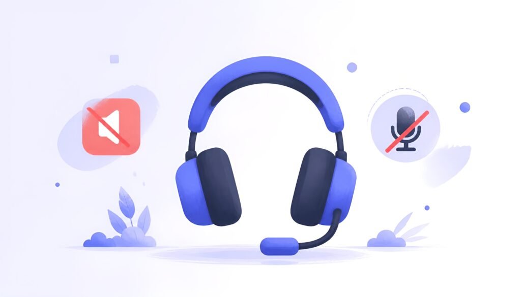 Discord headset icon with muted speaker and microphone warning symbols