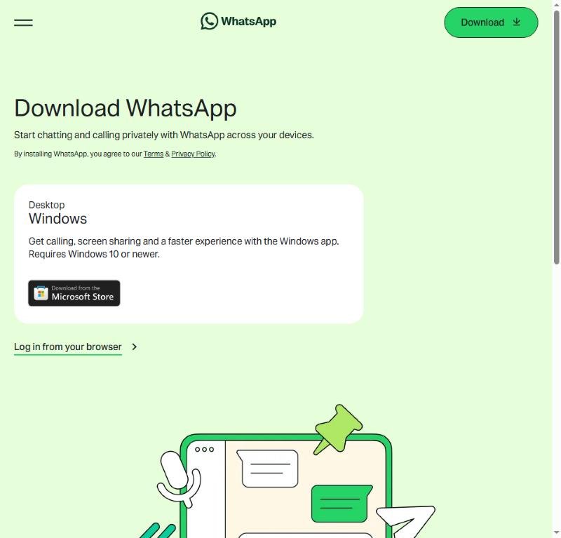 install whatsapp desktop official download page