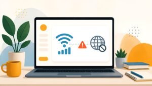 WiFi connected but no internet warning on Windows laptop screen