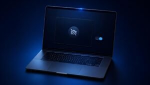 Laptop with a crossed-out camera preview and a webcam switch, windows 11 camera not working